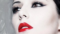 Woman lips faces cheryl cole brunettes red lipstick