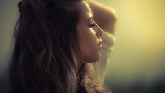 Woman lips faces closed eyes brunettes models