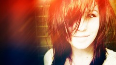 Woman lips faces multicolor smiling short hair redheads light 