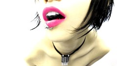 Woman lips faces piercing