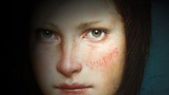 Woman lips green eyes brunettes artwork traditional art Dino 