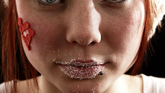 Woman lips Hearts faces