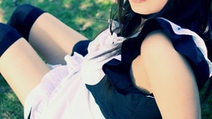 Woman lips legs maids black hair thigh highs maid costumes 