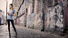 Woman lips legs streets leggings teen