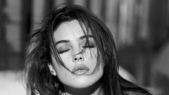 Woman lips Monica Bellucci monochrome Actress closed eyes 