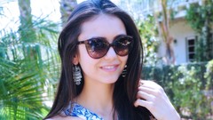 Woman lips Nina Dobrev Actress sunglasses sunlight smiling 