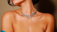 Woman lips painted brunettes models bra boobs huge boobs Wendy 