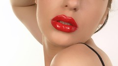 Woman lips red lipstick