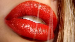 Woman lips red lipstick