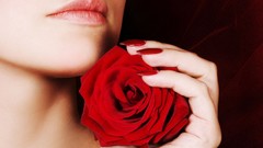 Woman lips roses