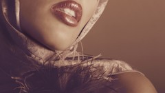 Woman lips scarfs open mouth