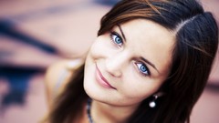 Woman lips smiling blue eyes brunettes models portraits alina