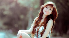 Woman lips smiling brunettes depth of field