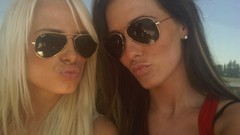 Woman lips sunglasses blondes brunettes models rhian sugden