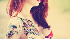 Woman lips tattoos redheads