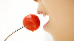 Woman lips tomatoes asians open mouth