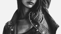 Woman lips white background belly brunettes short hair models 