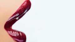 Woman lips white background lipstick open mouth