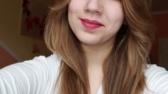 Woman lipstick smiling green eyes self shot