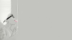 Woman liquid glasses tongue tattoos minimalistic