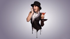 Woman liquid Tuxedo liquor bartender digital art top hat photo 