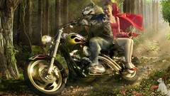 Woman Little Red Riding Hood lingerie digital art girls with 