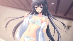 Woman long hair anime girls blue eyes bra black hair itou noiji 