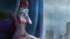 Woman long hair anime girls blue eyes brunettes makise kurisu 