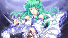 Woman long hair anime girls kochiya sanae green hair touhou 