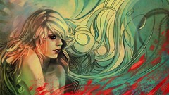 Woman long hair artwork sketches Samkaat