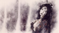 Woman long hair black hair