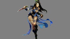 Woman long hair black hair cleavage Daggers artwork Simple 