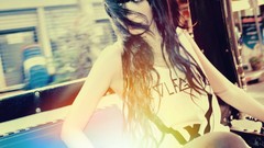 Woman long hair blue eyes brunettes