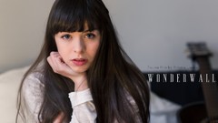 Woman long hair blue eyes brunettes bangs models Pauline Hita