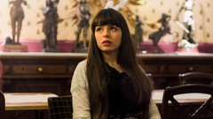 Woman long hair blue eyes brunettes bangs models Pauline Hita