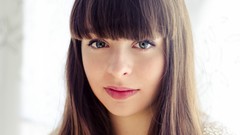 Woman long hair blue eyes brunettes models Pauline Hita