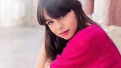 Woman long hair blue eyes brunettes models Pauline Hita