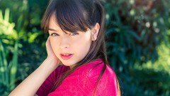 Woman long hair blue eyes brunettes models Pauline Hita