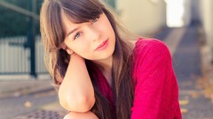 Woman long hair blue eyes brunettes models Pauline Hita