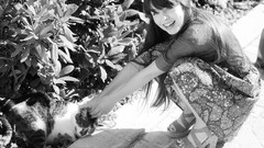 Woman long hair blue eyes brunettes models Pauline Hita