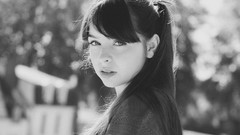 Woman long hair blue eyes brunettes models Pauline Hita