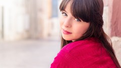 Woman long hair blue eyes brunettes models Pauline Hita