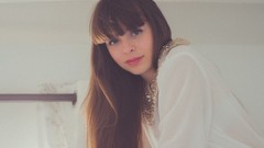 Woman long hair blue eyes brunettes models Pauline Hita