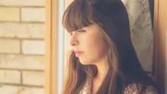 Woman long hair blue eyes brunettes models Pauline Hita