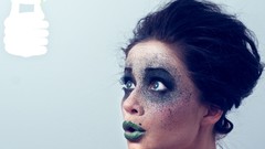 Woman long hair blue eyes brunettes models Sierra Love