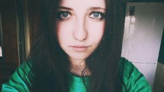 Woman long hair blue eyes brunettes teen