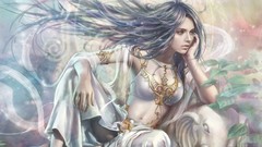 Woman long hair bra artwork
