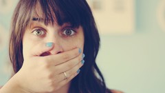 Woman long hair brown eyes brunettes bangs