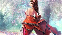 Woman long hair brunettes