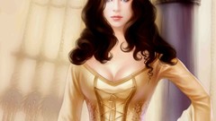 Woman long hair brunettes boobs